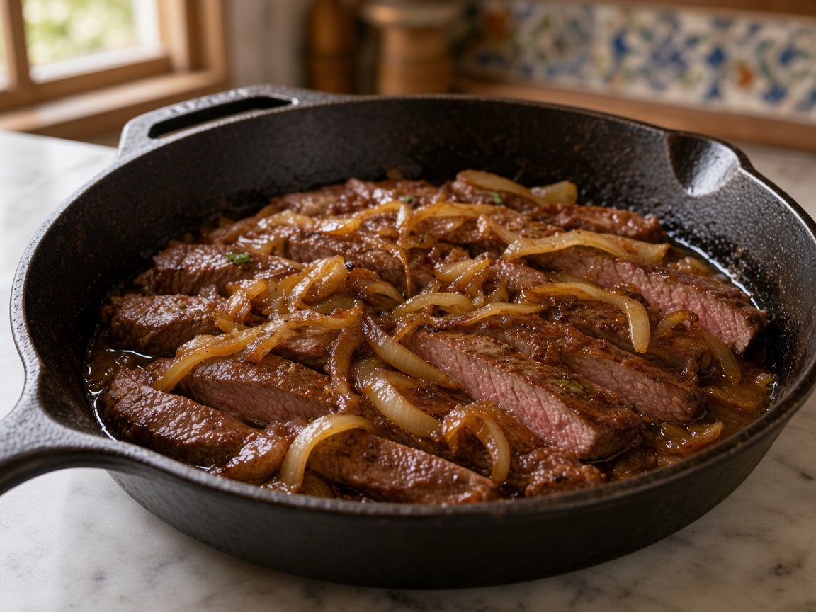 Bistec encebollado
