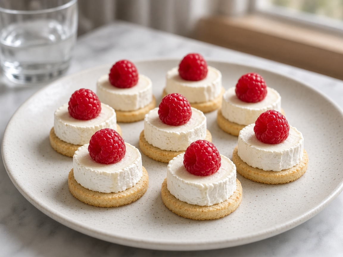 Canapés de queso y frambuesa