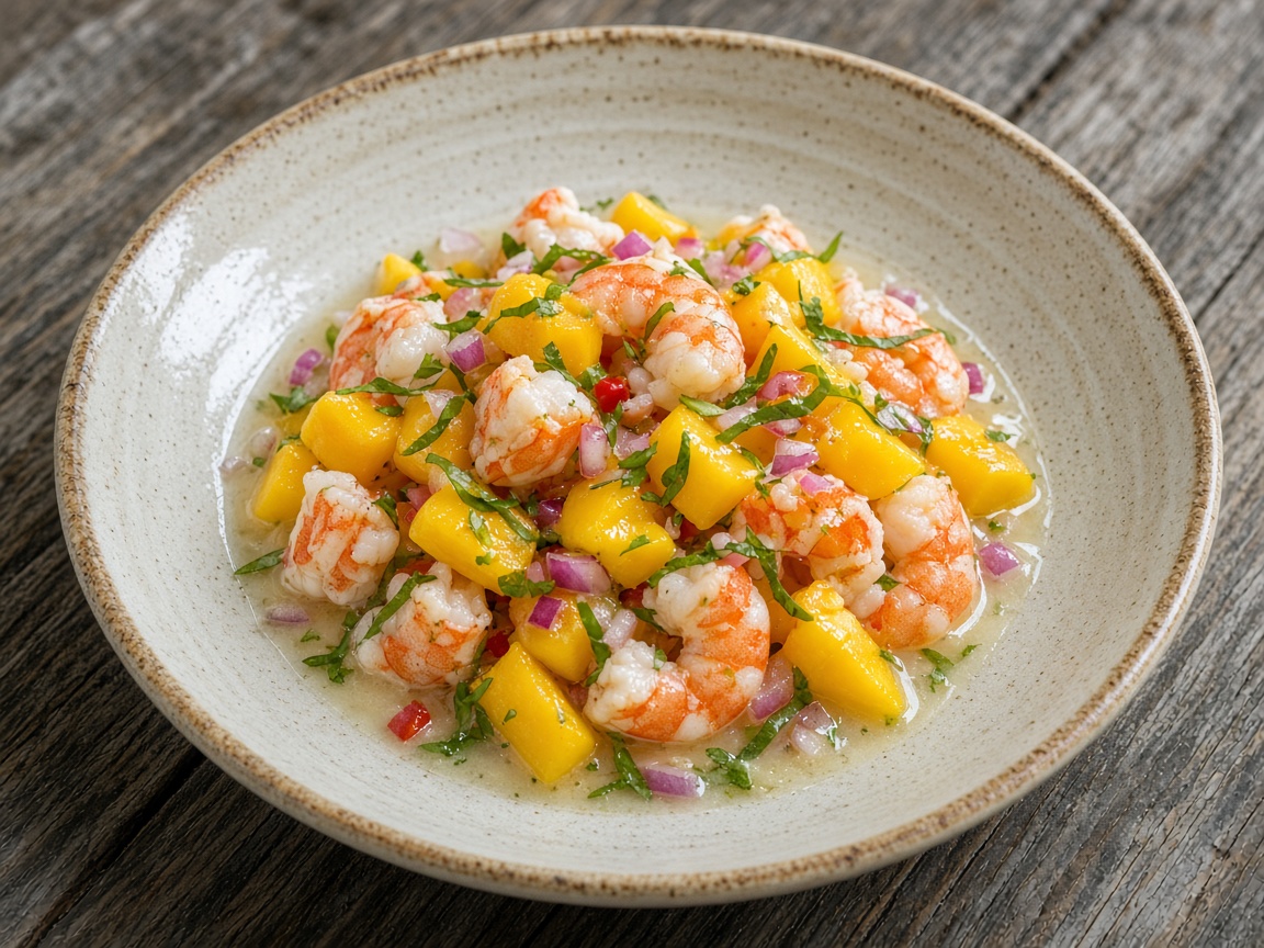 Ceviche de mango y camarón