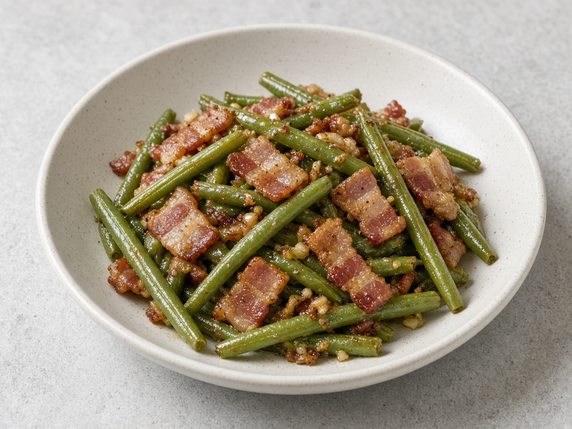 Ejotes con tocino