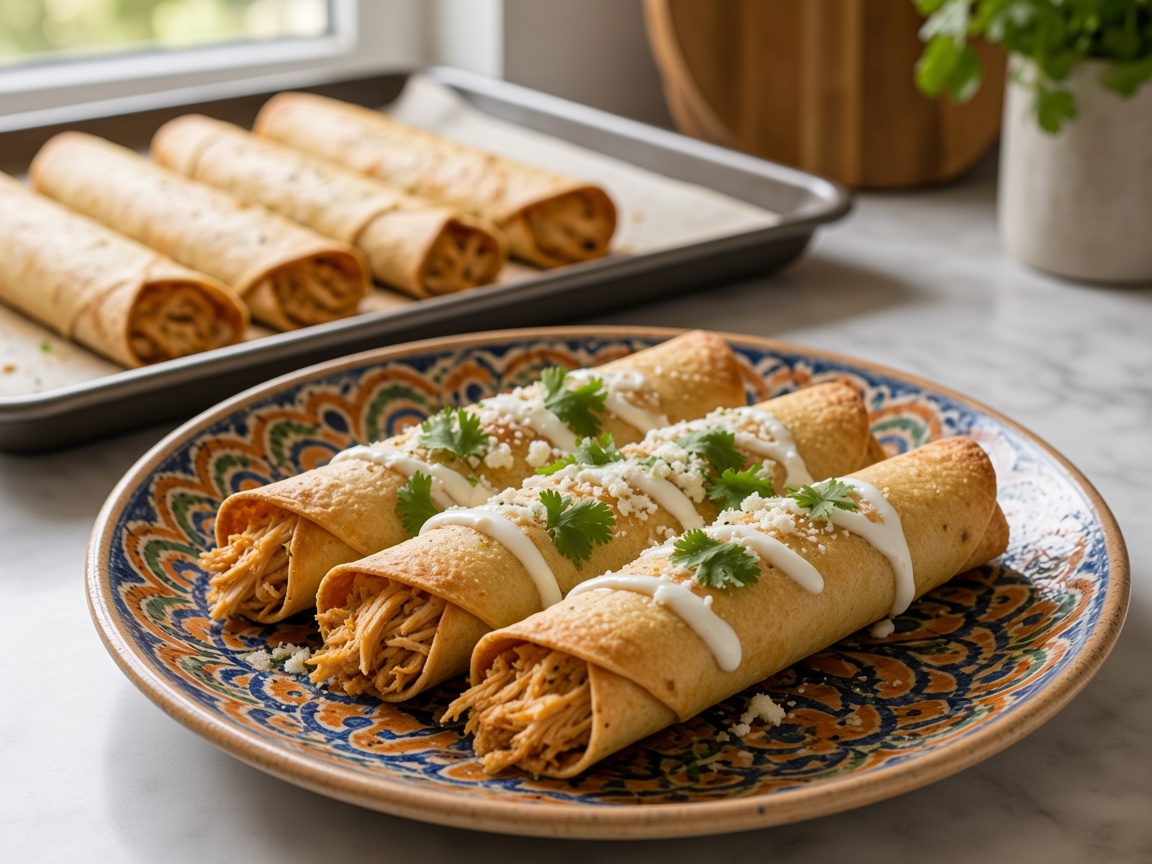 Flautas de pollo al horno