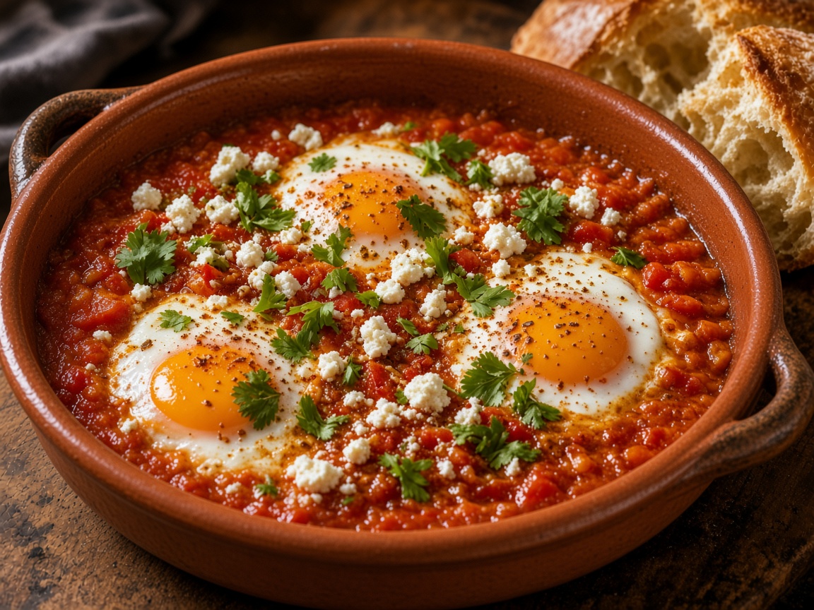 Huevos al horno con pisto