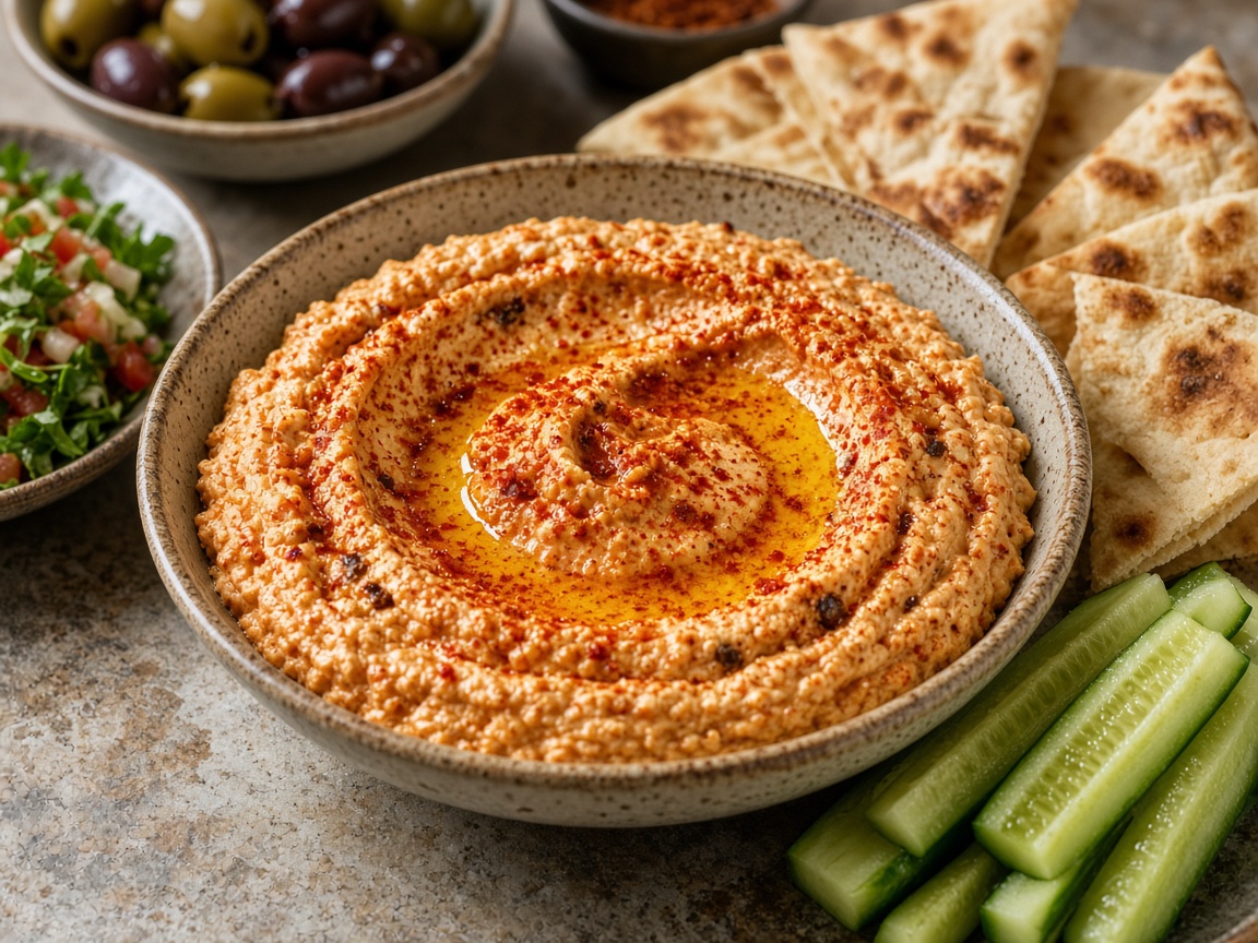 Hummus de pimiento asado