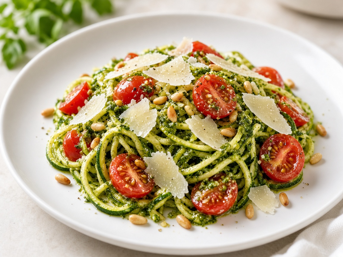 Espirales de calabacín al pesto