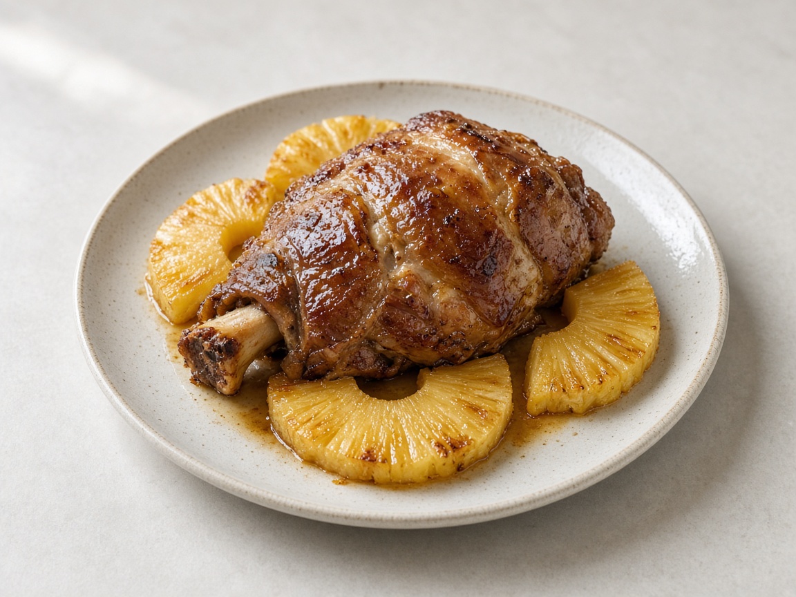 Pierna de cerdo con piña