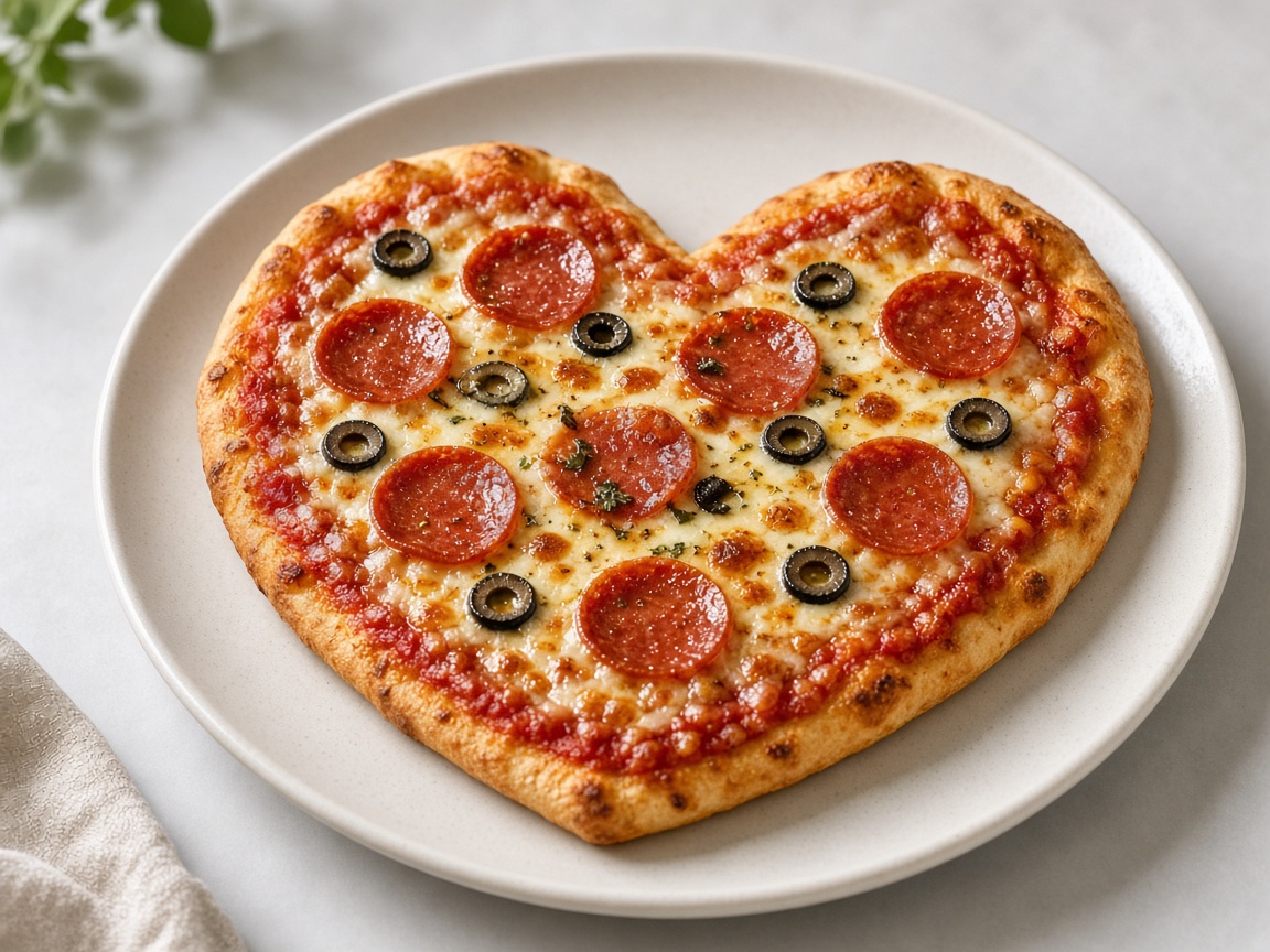 Pizza en forma de corazón