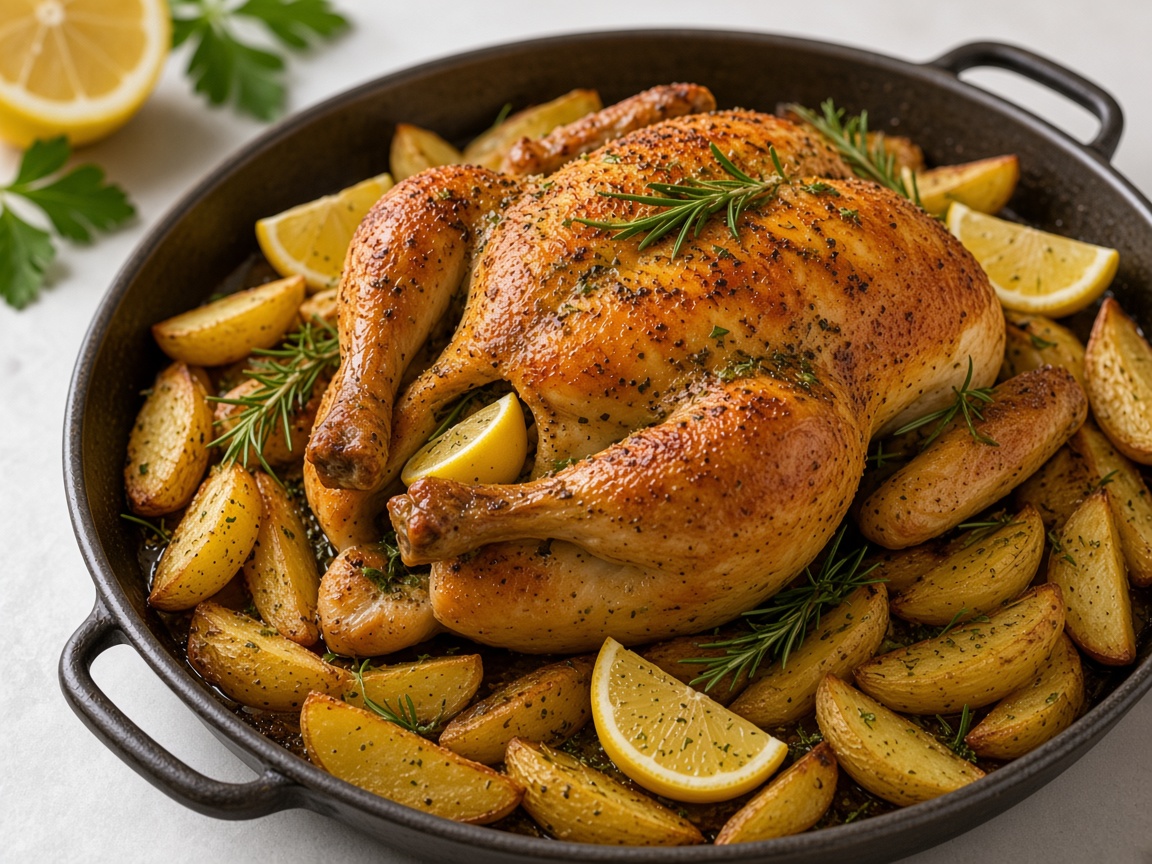 Pollo asado a las hierbas