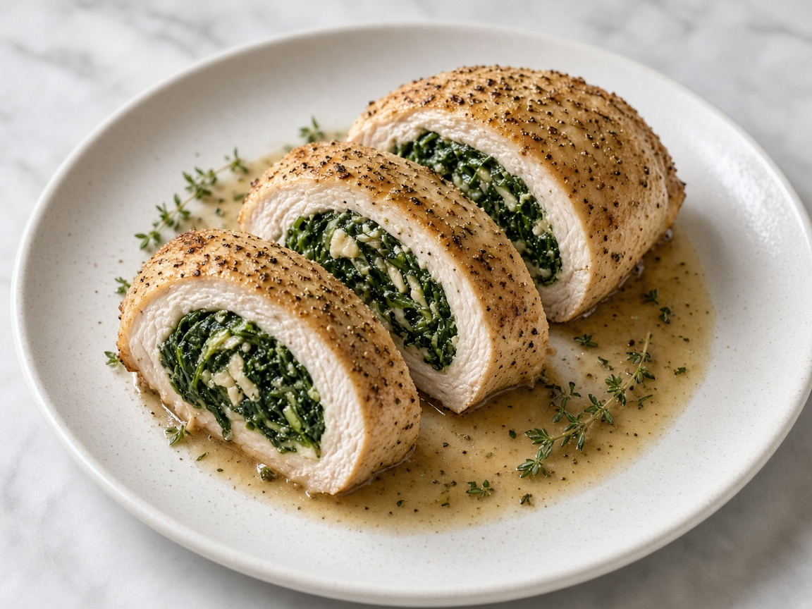 Pollo relleno de espinaca