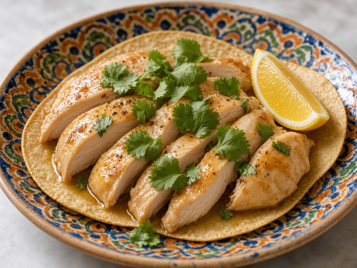 Pollo al vapor con cilantro