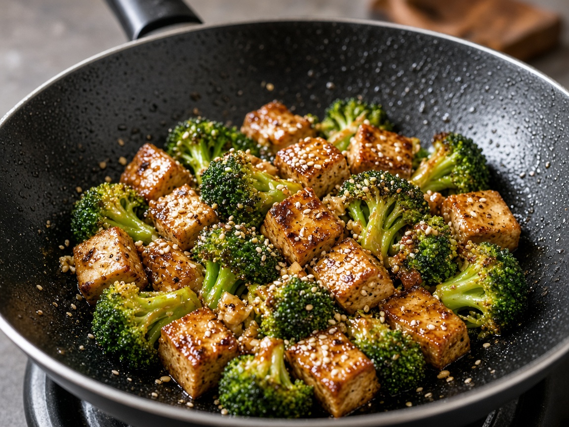 Tofu salteado con brócoli